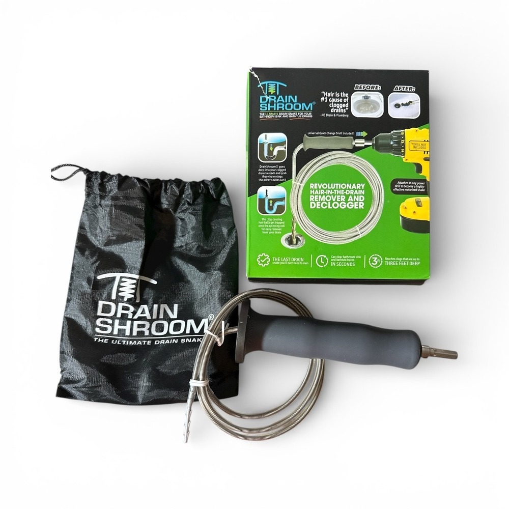 Drain Shroom DRAIN SNAKE Drill Attachment Tub & Sink Auger Hair Clog Remover NOB